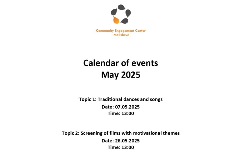 Calendar of events for Community Engagement Centers – Maj 2025